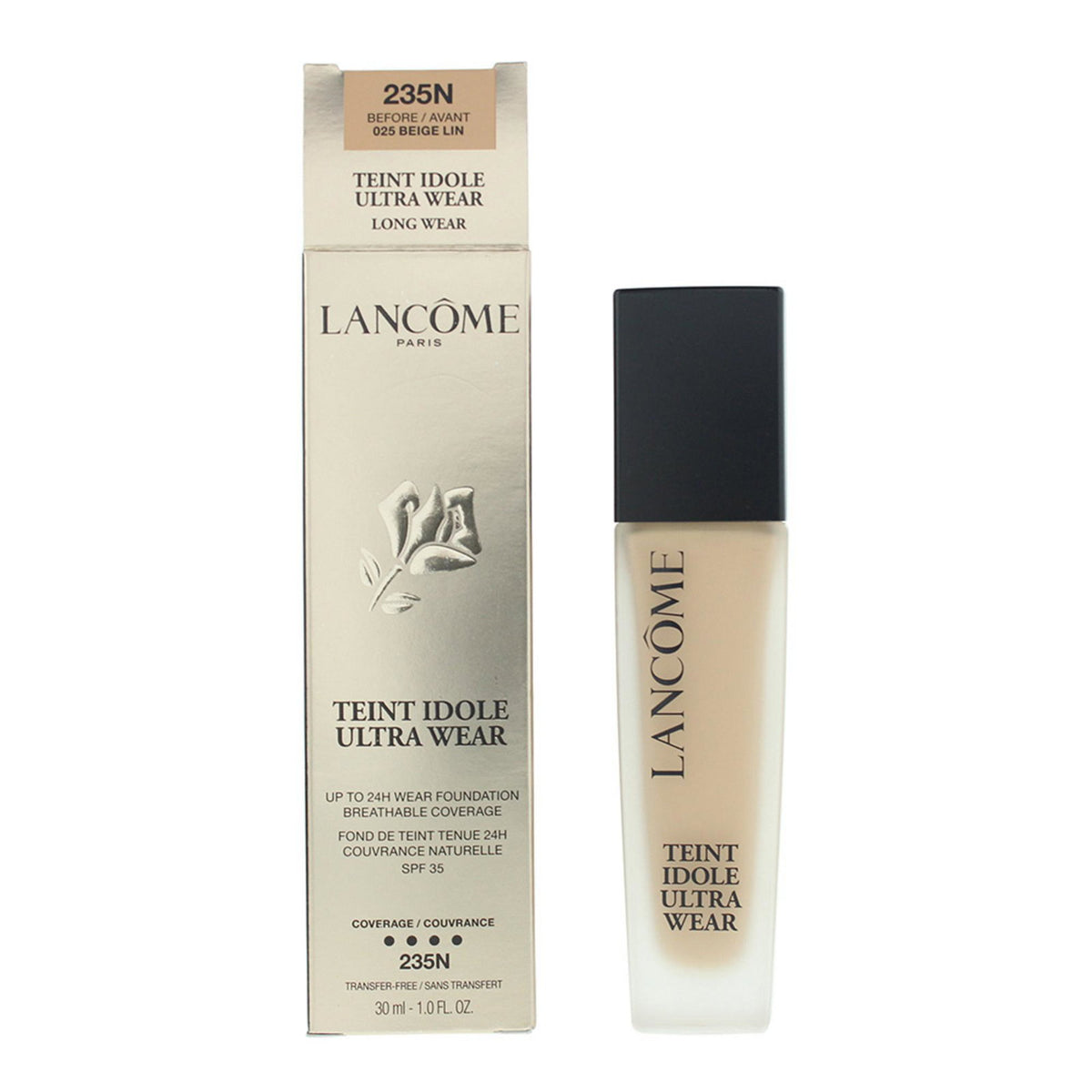 Lancome, Teint Idole Ultra Wear, Natural Coverage, Liquid Foundation, 235N, SPF 35, 30 ml