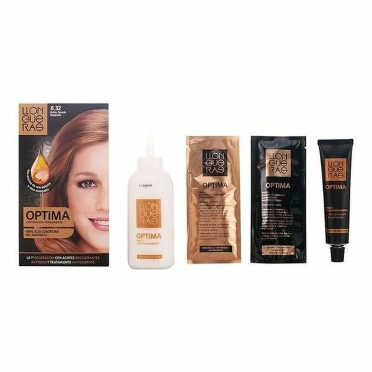 Dye No Ammonia Llongueras Optima Nº 8.32-Light Blond Natural (1 Unit) product packaging