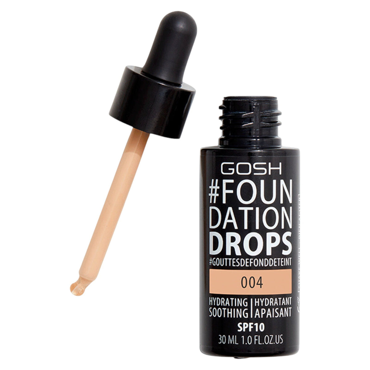 Gosh, Drops, Liquid Foundation, 004, Natural, SPF 10, 30 ml