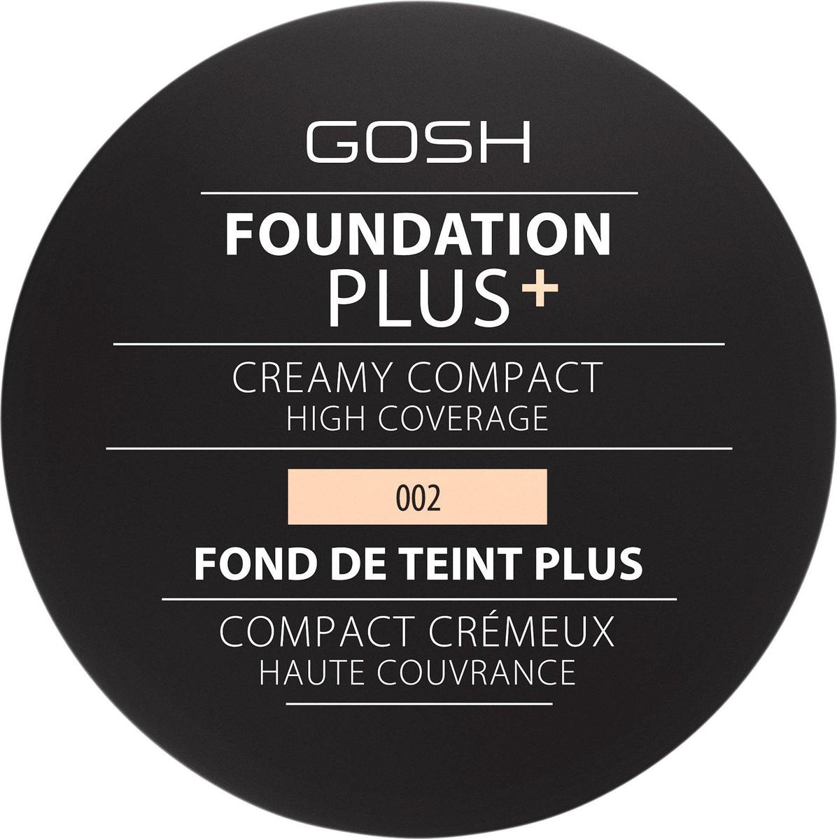 Gosh, Plus, Compact Foundation, 002, Ivory, 9 g