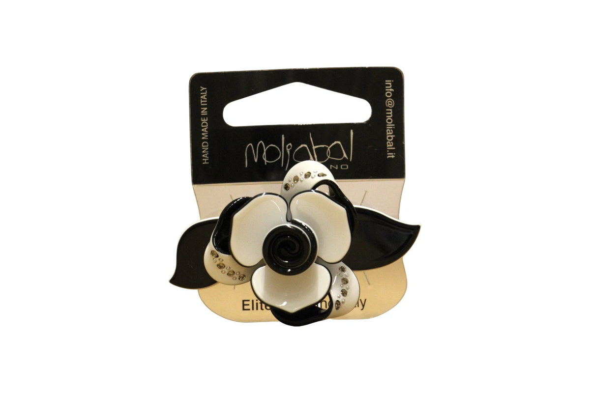 Moliabal Haarspange 340 Ebenholz & Elfenbein Blume