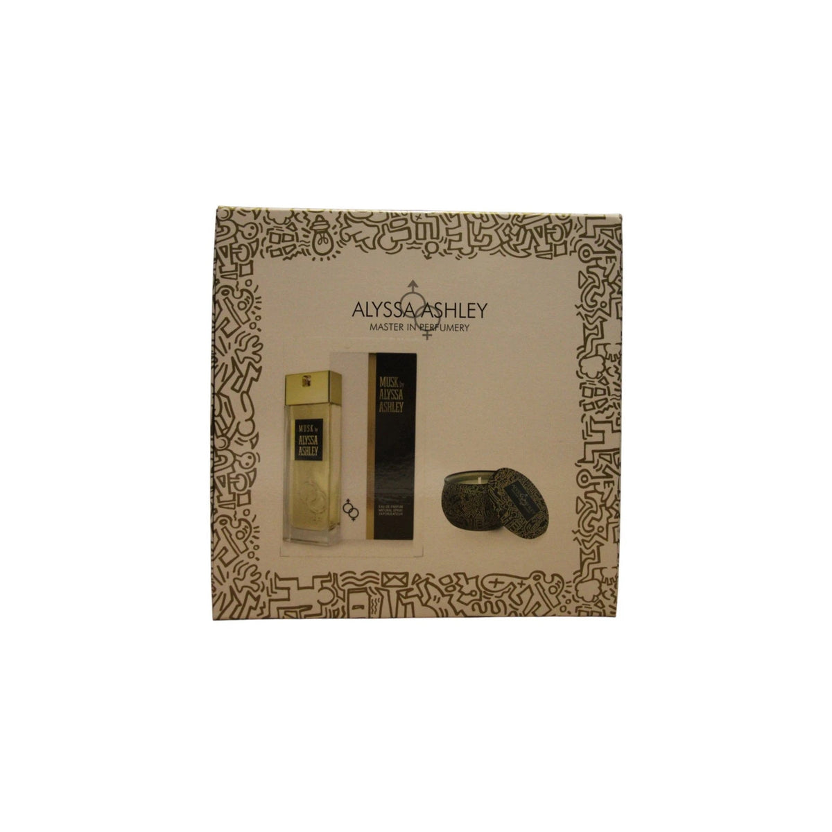 Alyssa Ashley Musk Eau de Parfum Geschenkset mit Duftkerze - 100 ml + 110 g