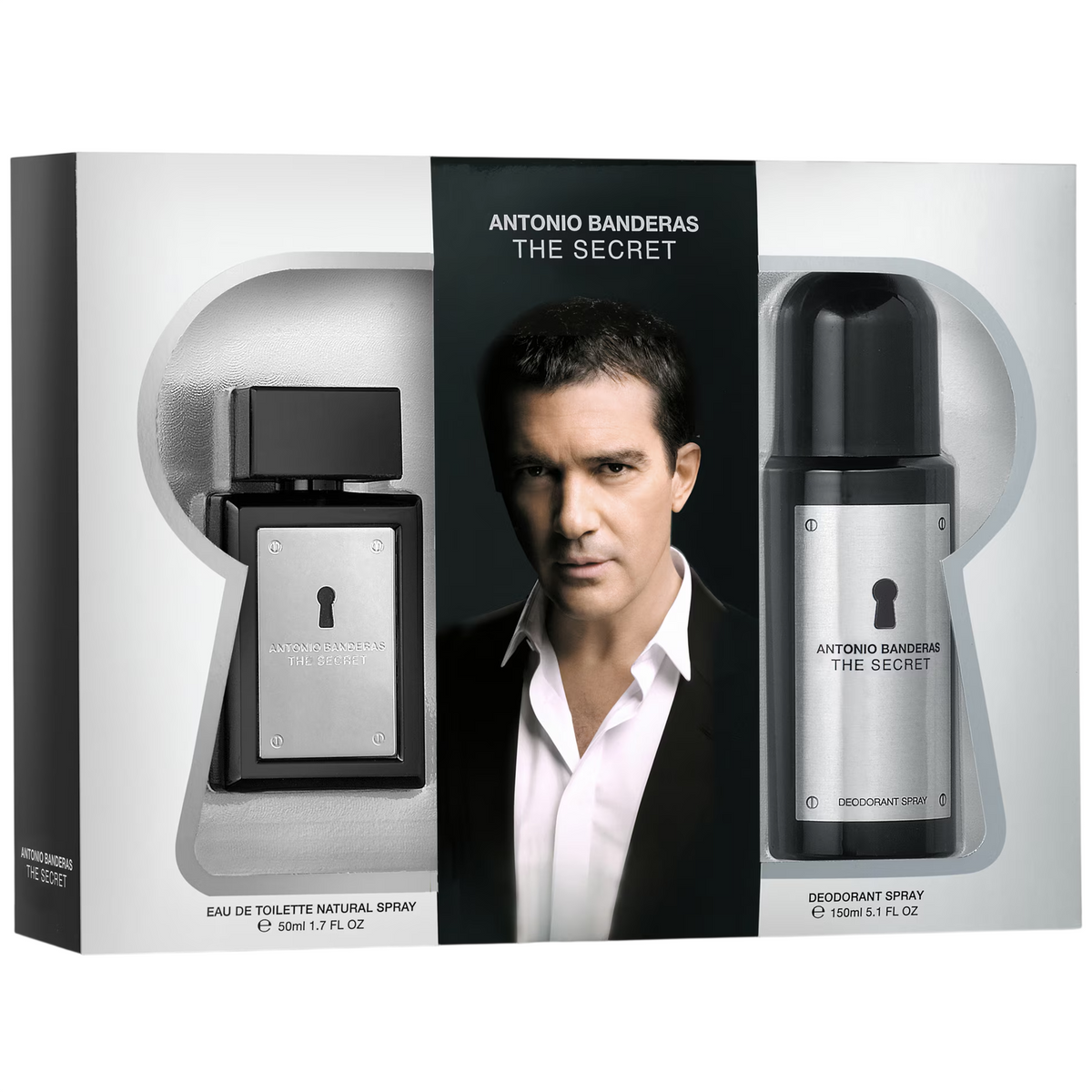 Set Antonio Banderas: The Secret, Eau De Toilette, For Men, 50 ml + The Secret, Anti-Perspirant, Deodorant Spray, For Men, 150 ml