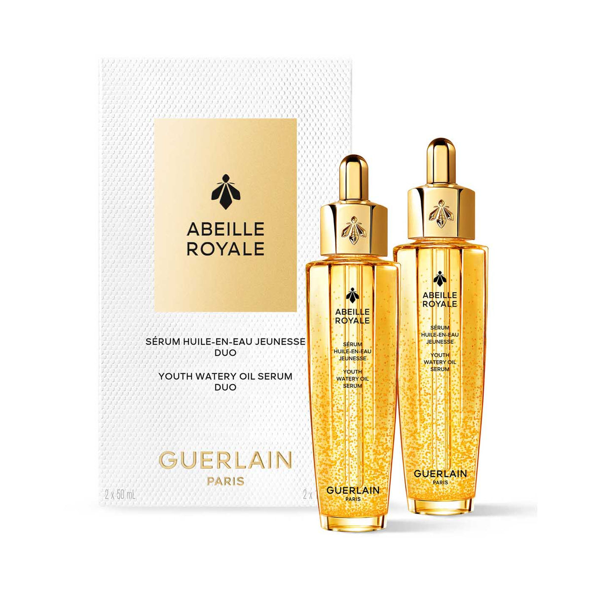 Set Duo, Guerlain, Abeille Royale Youth Watery Oil, Repairing, Day and Night, Serum, For Face, 2 pcs, 50 ml
