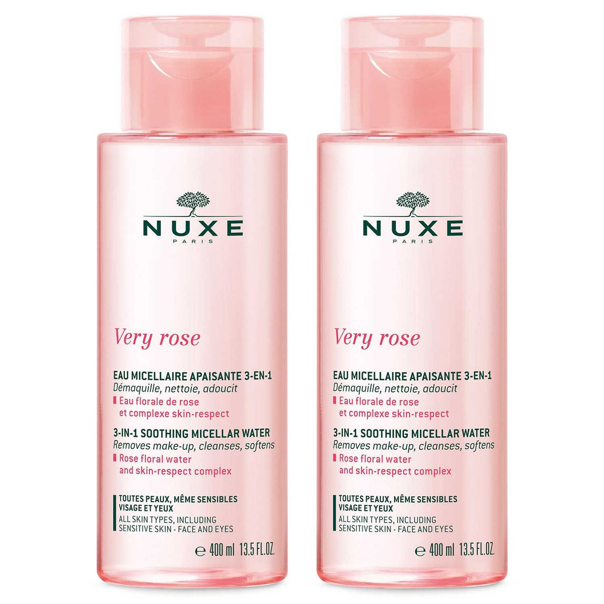 Set Duo, Nuxe, Very Rose, Micellar Water, For Sensitive Skin, 2 pcs, 400 ml