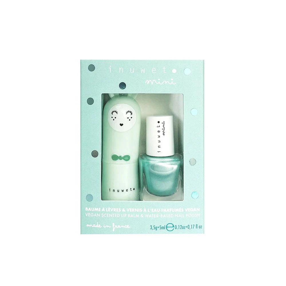 Set Inuwet: Inuwet, Nagellack, Turquoise Is A Siren, 5 ml *Miniatur + Bunny Fruity, feuchtigkeitsspendend & pflegend, Lippenbalsam, 3.5 g
