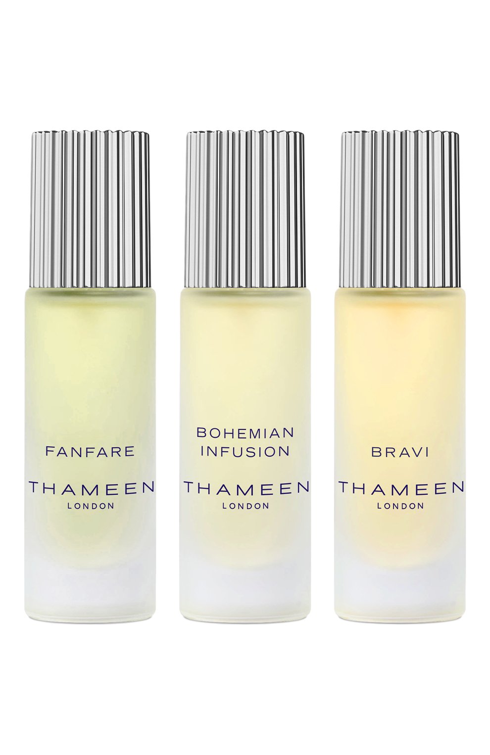Set Thameen London: Fanfare, Eau De Cologne, Unisex, 10 ml + Bohemian Infusion, Eau De Cologne, Unisex, 10 ml + Bravi, Extrait De Parfum, Unisex, 10 ml