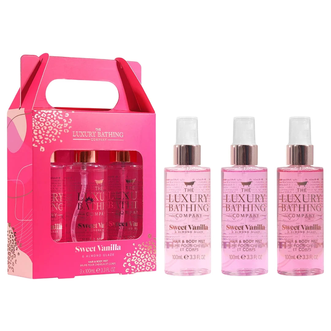 The Luxury Bathing Company Sweet Vanilla & Almond Glaze Haar- & Körperspray-Set